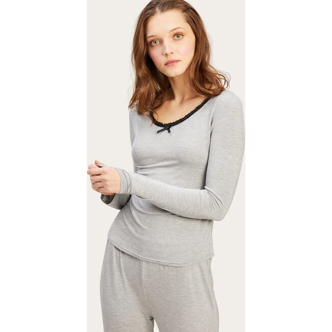 Women's June PJ Set, Gray & Noir - Pajamas - 3