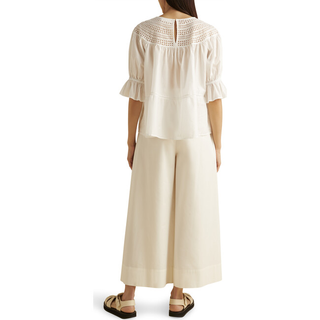 Women's Sol Eyelet Blouse, White - Blouses - 3