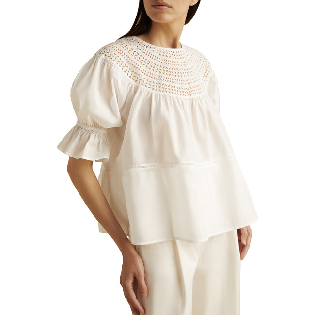 Women's Sol Eyelet Blouse, White - Blouses - 4