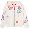 Embroidered Floral Hoodie, Oatmeal - Sweatshirts - 1 - thumbnail