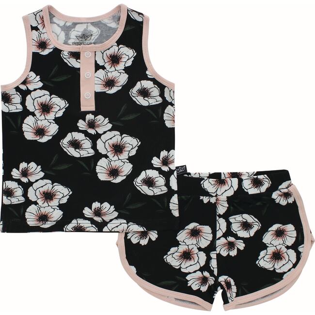 Tank and Shorts Set, Pink Flowers