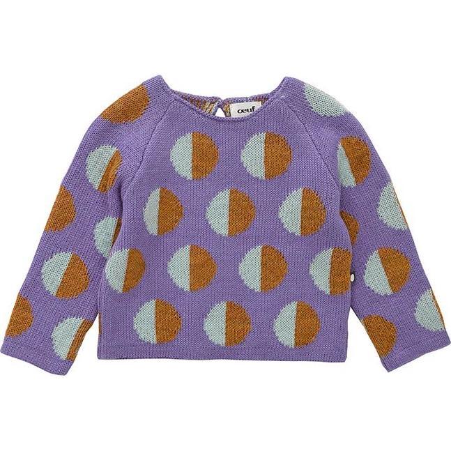 Double Raglan Sweater Lilac With Dots, Purple