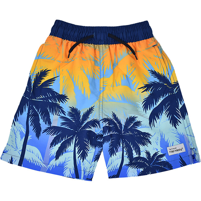 Wesley Swim Trunks with Mesh Liner, Sunset Palms