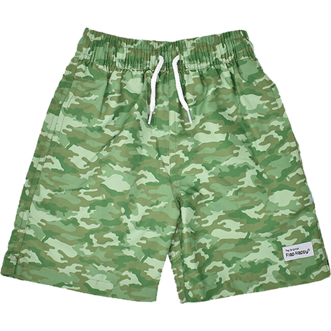 Wesley Swim Trunks with Mesh Liner, Green Camo