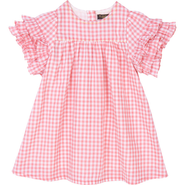 Regina Dress, Coral Almond Gingham - Velveteen Dresses | Maisonette