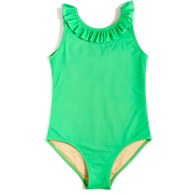 Ruffle One-Piece, Green - One Pieces - 1 - zoom