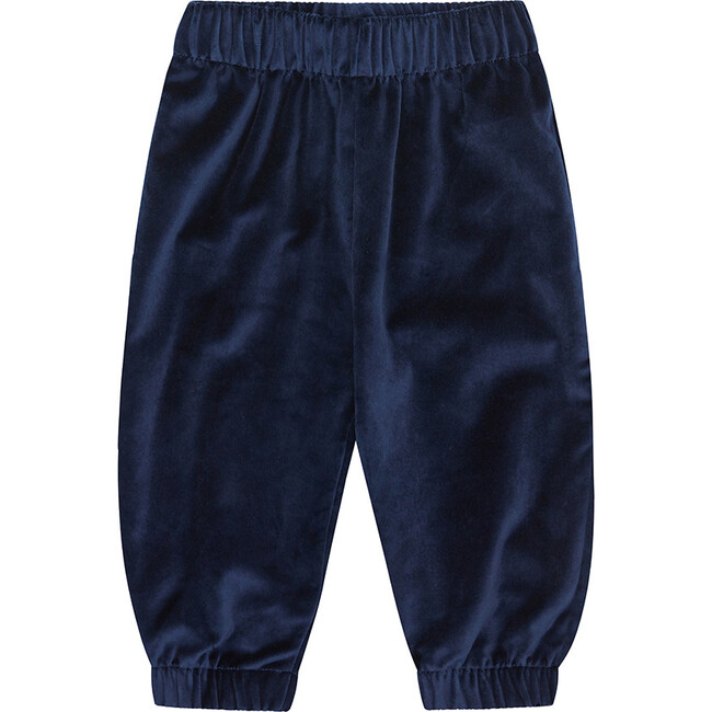 Organic Cotton Velvet Trousers, Navy Blue - Pants - 1