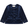 Organic Cotton Velvet Jacket, Navy Blue - Jackets - 1 - thumbnail