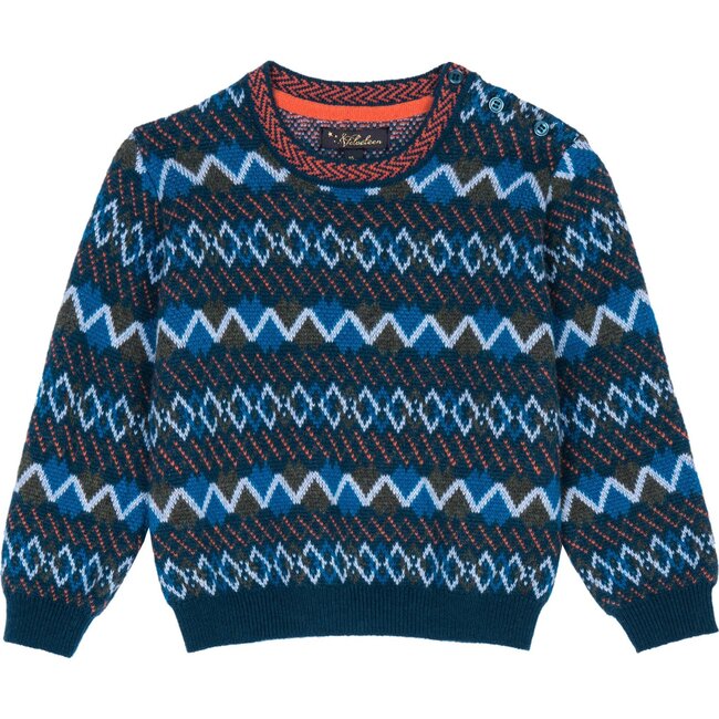 Matthew Sweater, Blue - Velveteen Tops | Maisonette