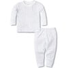 Toddler Pajama Set, White & Blue - Pajamas - 2