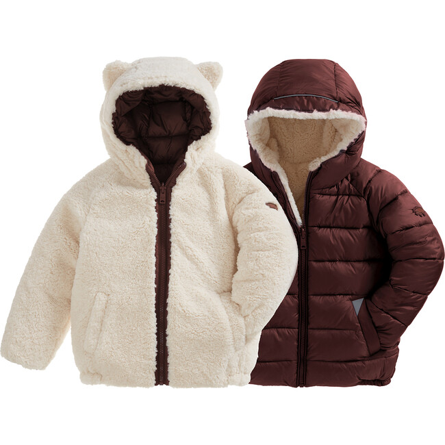 Ecoreversible Sherpa Puffer, Dove/Biscuit