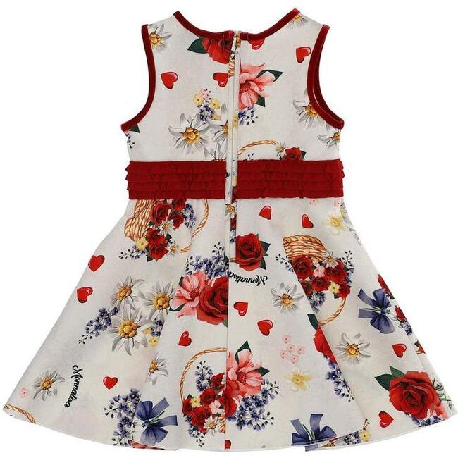 Floral Neoprene Dress, White - Dresses - 2