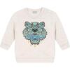 Graphic Tiger Sweater, Beige - Sweaters - 1 - thumbnail