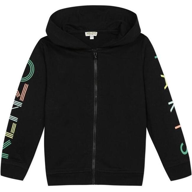 Zip Up Sweatshirt, Black - Sweatshirts - 1