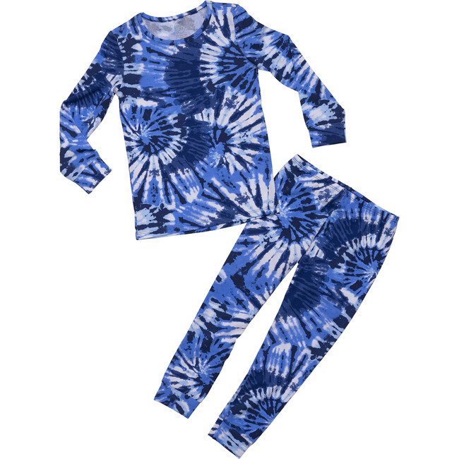 Unisex Blue Tie-Dye Pajamas, Blue