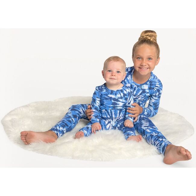 Unisex Blue Tie-Dye Pajamas, Blue - Pajamas - 4
