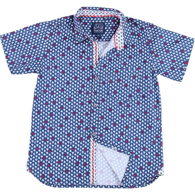 Short Sleeve Siam Sailboat, Blue - Shirts - 1
