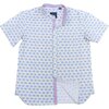 Short Sleeve Mandarin Elephants, Blue - Shirts - 1 - thumbnail