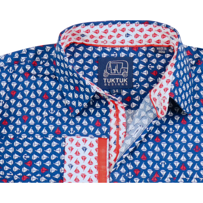Long Sleeve Siam Sailboats, Ruby Blue - Shirts - 2