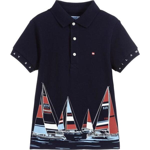 sailboat print polo shirt