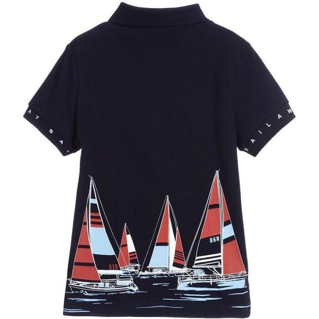 sailboat print polo shirt