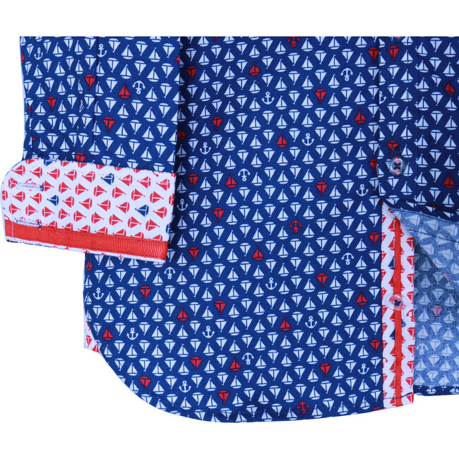 Long Sleeve Siam Sailboats, Ruby Blue - Shirts - 3
