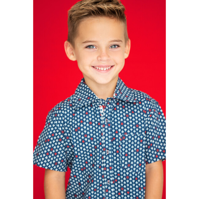 Short Sleeve Siam Sailboat, Blue - Shirts - 3