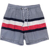 Navy Contrast Stripe Volley Board Short - Swim Trunks - 1 - thumbnail