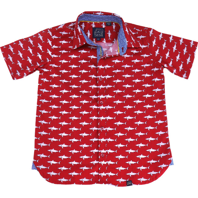 Short Sleeve Mako Sharks, Red - Shirts - 1