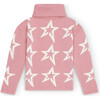 Kids Star Dust Sweater, Peach Pink/Snow White - Sweaters - 1 - thumbnail