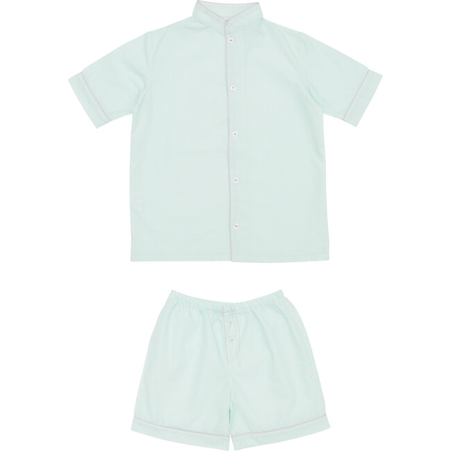 Ray Striped Pyjamas Set, Green/White - Pajamas - 1