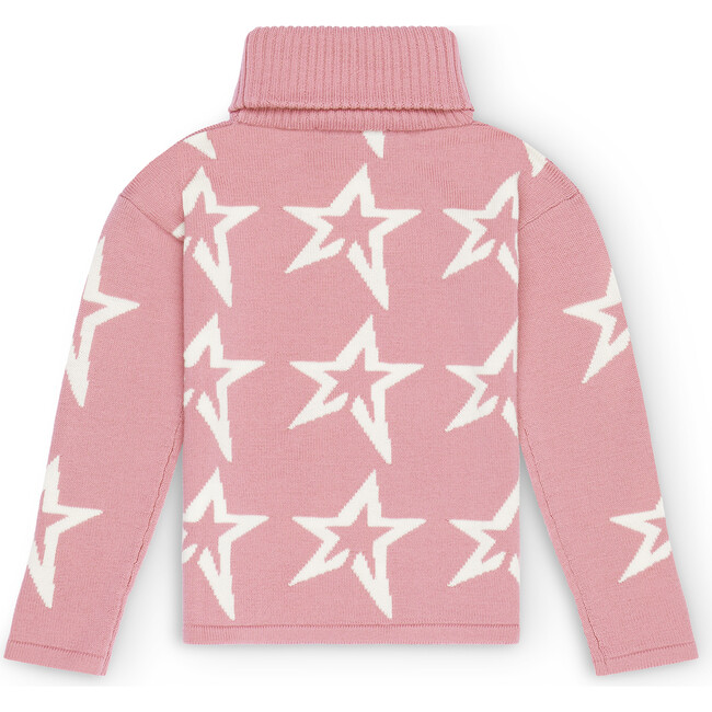 Kids Star Dust Sweater, Peach Pink/Snow White - Sweaters - 2