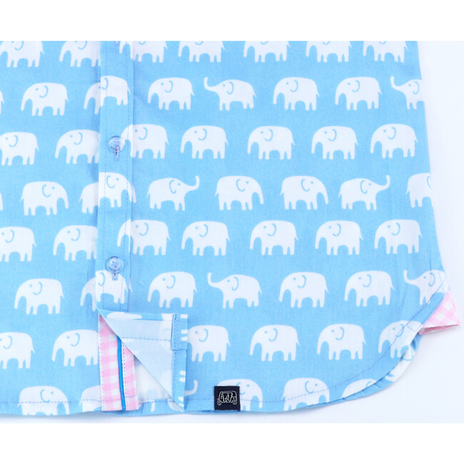 Short Sleeve Erawan Elephants, Pale Blue - Shirts - 3