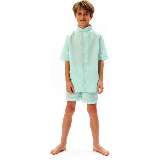 Ray Striped Pyjamas Set, Green/White - Pajamas - 4