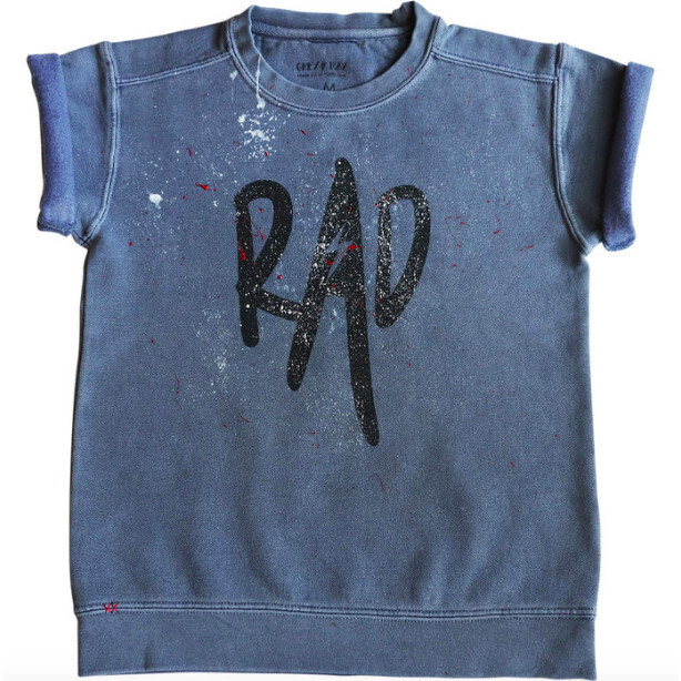 Rad Paint Splash Rip Off Crew, Faded Blue - Tees - 1