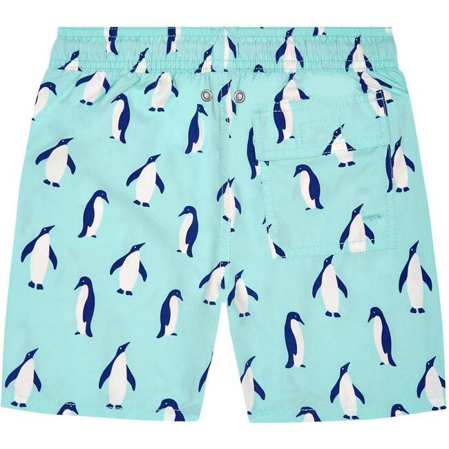 Penguin Swim Trunk,  Soft Blue - Swim Trunks - 2