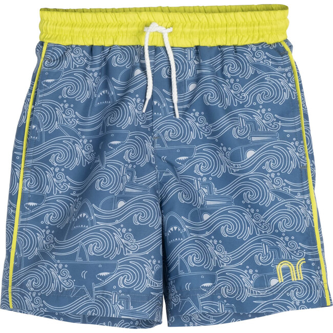 Jax Swim Trunk, Blue Shark - Swim Trunks - 1