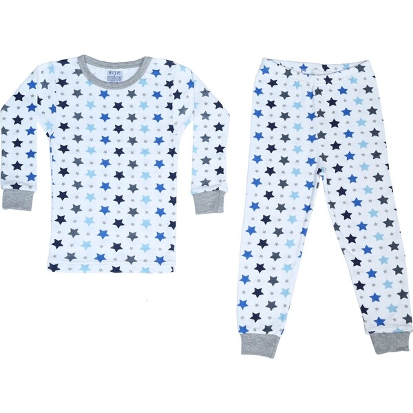 Pajama Set, White Stars - Baby Steps Sleepwear | Maisonette