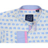 Long Sleeve Mandarin Elephants, Blue - Shirts - 2