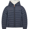 Lightweight Boys Hooded Jacket In Giga With Synthetic Lambskin Lining, Grey Black - Coats - 1 - thumbnail