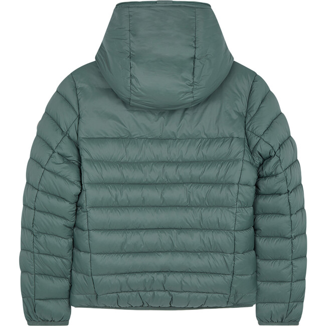 Lightweight Boys Hooded Jacket In Giga With Synthetic Lambskin Lining, Thyme Green - Coats - 2