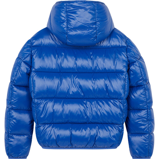Oversized Boy's Luck Hooded Puffer Jacket, Twilight Blue - Coats - 2