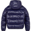 Oversized Boy's Luck Hooded Puffer Jacket, Evening Blue - Coats - 2