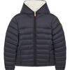 Lightweight Boys Hooded Jacket In Giga With Synthetic Lambskin Lining, Black - Coats - 1 - thumbnail