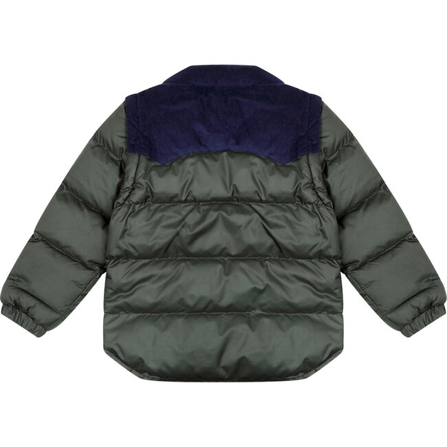 Drew Puff Jacket, Moss Green & Navy Corduroy - Jackets - 2