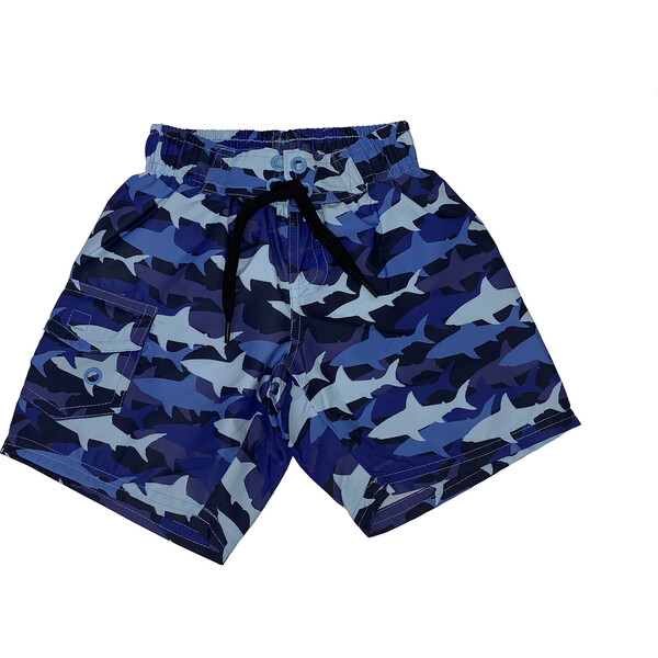 Shark Camo Board Shorts, Blue - Mish Swim | Maisonette