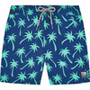 Boys Palm Swim Shorts, Navy and Green - Swim Trunks - 1 - thumbnail