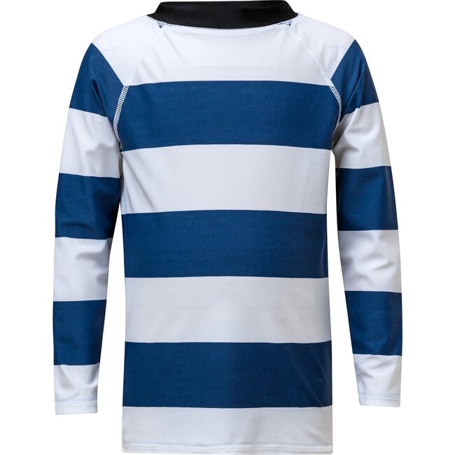 Denim/White Rugby Stripe Long Sleeve Rash Top - Rash Guards - 1
