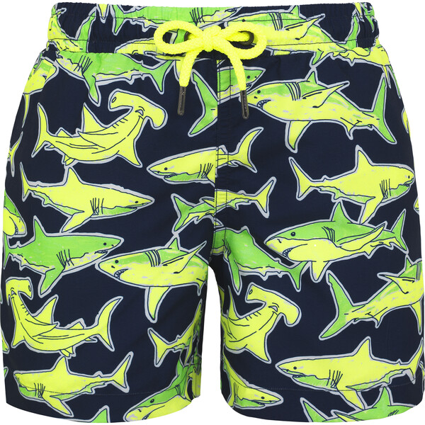 SUNUVA Boys Navy Neon Shark Swim Shorts