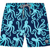 Boy's Octopus Swim Shorts, Dark Blue and Sky - Swim Trunks - 1 - thumbnail